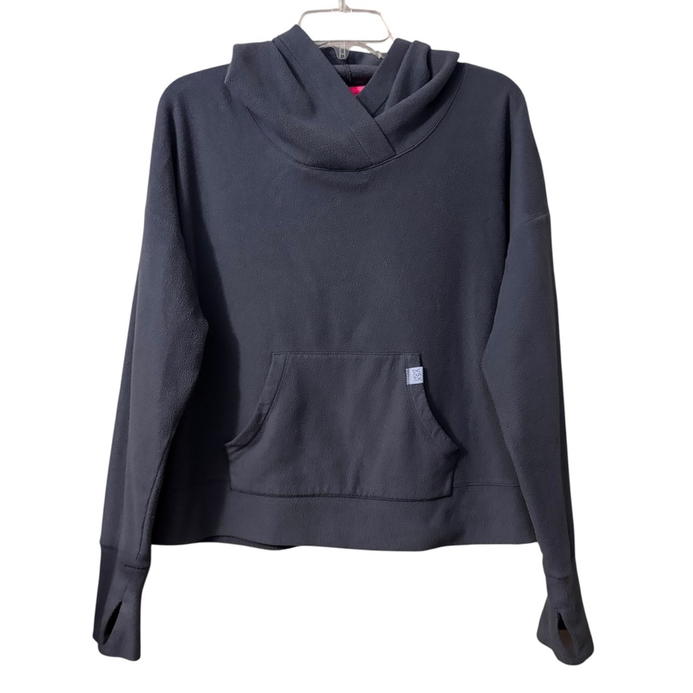 Victoria’s Secret sport grey fleece hoodie with thumb holes and side slits L